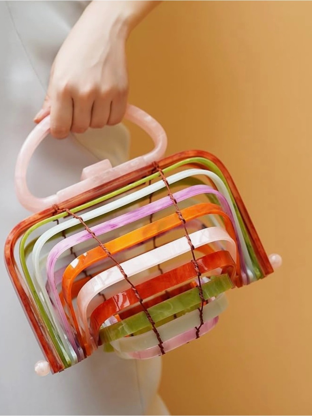 Sorozien Colorful Multi-Arch Acrylic Handbag - Pastel & Orange